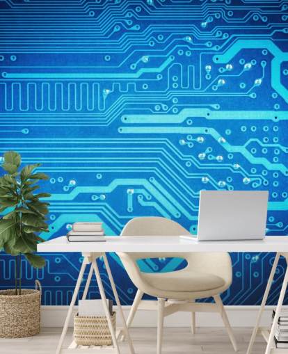blauw aanpasbaar gamingbehang genaamd Circuit Board voor tienerkamers blauw aanpasbaar gamingbehang genaamd Circuit Board voor tienerkamers