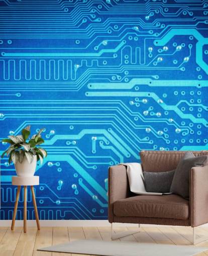 blauw aanpasbaar gamingbehang genaamd Circuit Board voor tienerkamers blauw aanpasbaar gamingbehang genaamd Circuit Board voor tienerkamers