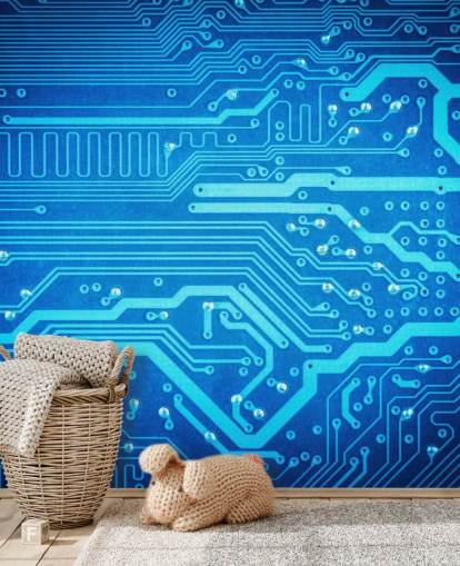 blue customisable gaming wallpaper called Circuit Board for teen's bedrooms blue customisable gaming wallpaper called Circuit Board for teen's bedrooms