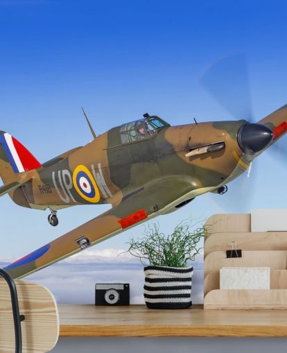 Papier peint avion ouragan au-dessus des nuages Papier peint avion ouragan au-dessus des nuages