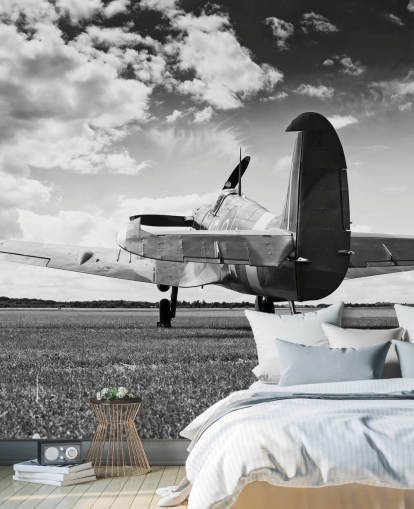 Papier Peint Rivière d'Avion Noir et Blanc Papier Peint Rivière d'Avion Noir et Blanc