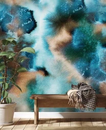 Blue and Brown Watercolor Wallpaper Blue and Brown Watercolor Wallpaper