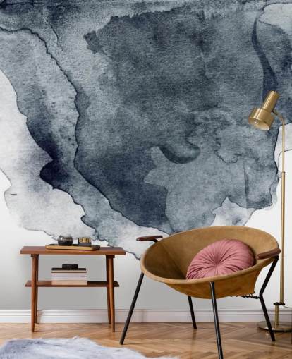 black and white watercolour wallpaper mural called Charcoal Swirl Watercolour for bedrooms, living rooms and kitchens black and white watercolour wallpaper mural called Charcoal Swirl Watercolour for bedrooms, living rooms and kitchens