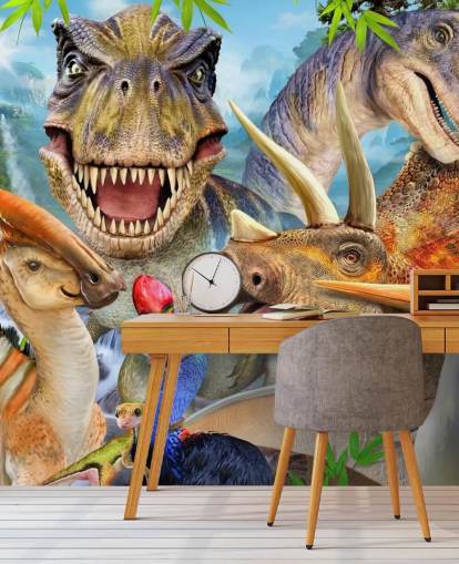 Dinosaurs Selfie Wall Mural Dinosaurs Selfie Wall Mural