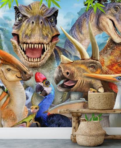 Dinosaurs Selfie Wall Mural Dinosaurs Selfie Wall Mural