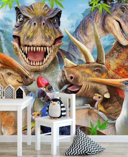 Dinosaurs Selfie Wall Mural Dinosaurs Selfie Wall Mural