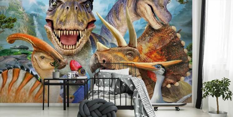 Dinosaurukset Selfie seinämaalaus