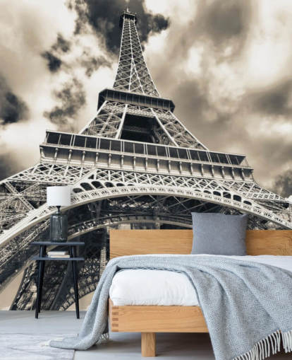 Black and White View of Eiffel Tower from Below Wallpaper Black and White View of Eiffel Tower from Below Wallpaper