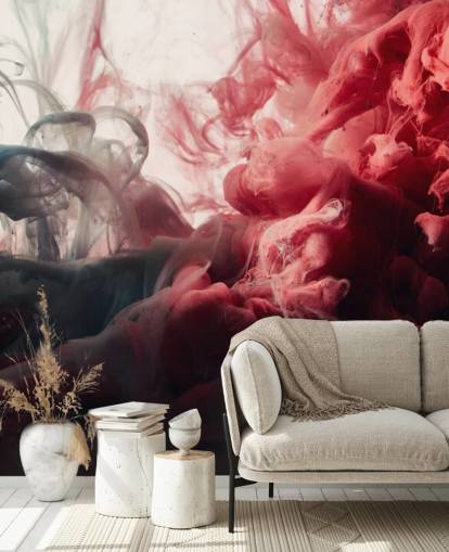 Abstrakt rød og svart blekk tapet Mural Abstrakt rød og svart blekk tapet Mural