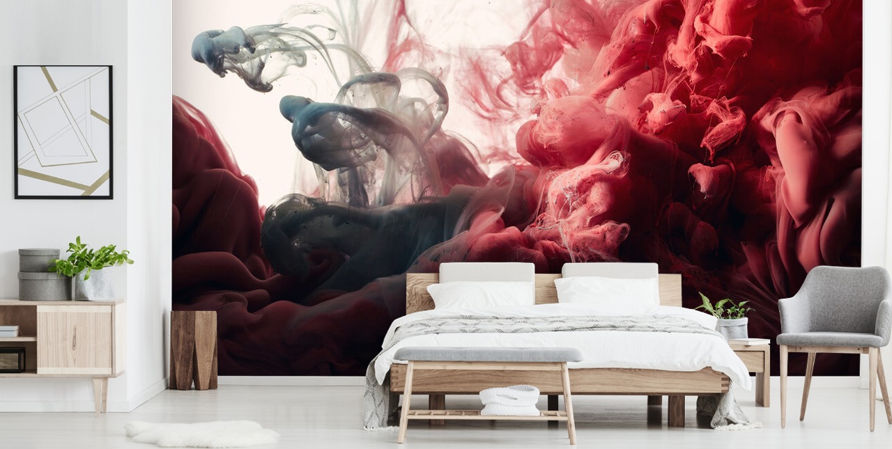 Abstract Red and Black Ink Wallpaper Mural