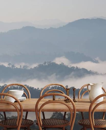 Misty Forest Mountain Baggrund Misty Forest Mountain Baggrund