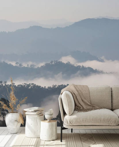 Misty Forest Mountain Baggrund Misty Forest Mountain Baggrund