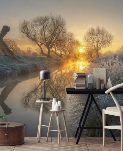 Mural da Parede do Rio Sunset Frosty Mural da Parede do Rio Sunset Frosty