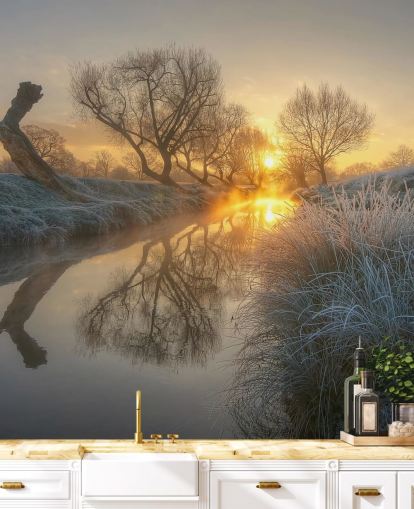 Mural da Parede do Rio Sunset Frosty Mural da Parede do Rio Sunset Frosty