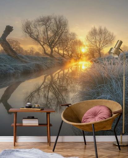Mural da Parede do Rio Sunset Frosty Mural da Parede do Rio Sunset Frosty