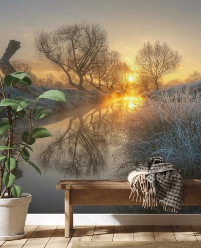 Sunset Frosty River Wall Mural Sunset Frosty River Wall Mural