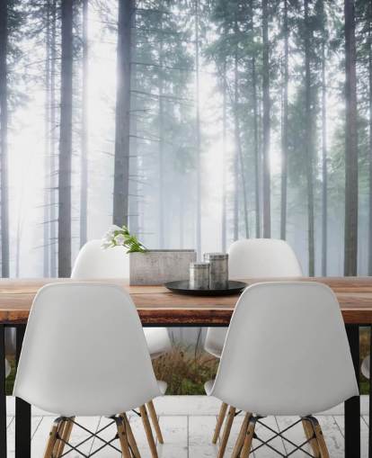 misty forest wallpaper mural called Morning Forest Mist for bedroom, living room or office misty forest wallpaper mural called Morning Forest Mist for bedroom, living room or office