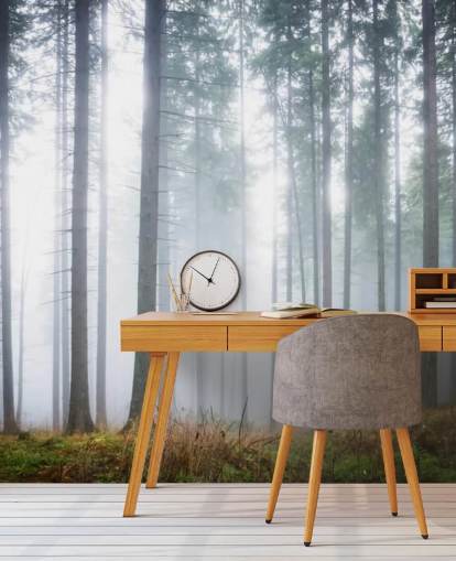 Carta da parati murale Misty Forest Mist chiamata Morning Forest Mist per camera da letto, soggiorno o ufficio Carta da parati murale Misty Forest Mist chiamata Morning Forest Mist per camera da letto, soggiorno o ufficio