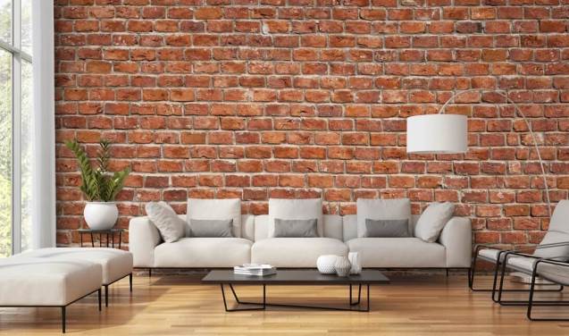 red custom brick wallpaper mural called Old Brick Wall for kitchens