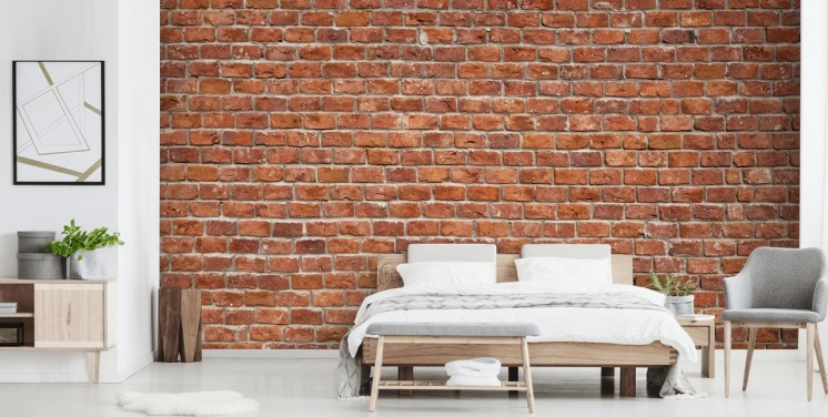rød tilpasset murstein tapet veggmaleri kalt Old Brick Wall for kjøkken