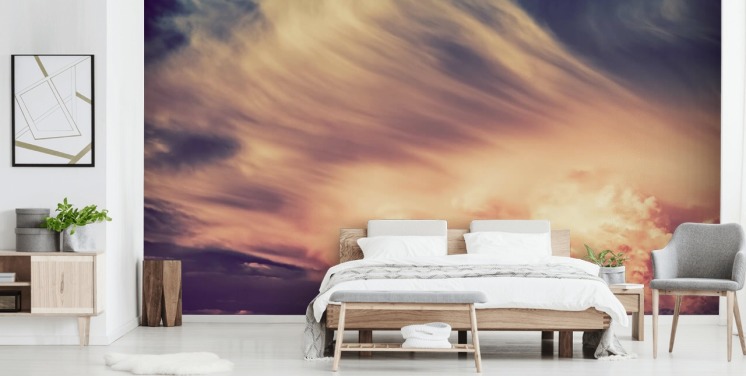 Roze en paarse bewolkte hemel behang