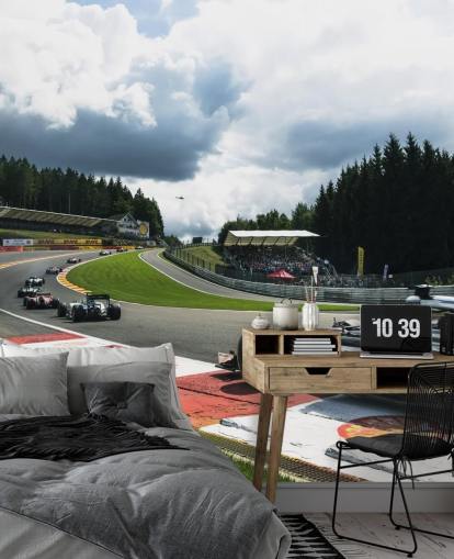 ljus F1 tapetväggmålning kallad Lap 1 Belgium 2014 av Darren Heath för sovrum och hemmakontor ljus F1 tapetväggmålning kallad Lap 1 Belgium 2014 av Darren Heath för sovrum och hemmakontor