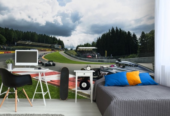 brillante murale di carta da parati F1 chiamato Lap 1 Belgium 2014 di Darren Heath per camere da letto e uffici domestici