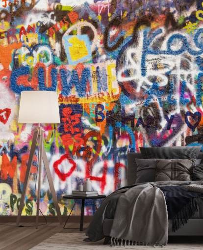 colourful graffiti wallpaper mural called Graffiti an der Wand for bedrooms colourful graffiti wallpaper mural called Graffiti an der Wand for bedrooms