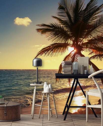 Papier peint Sunset Palm Leaf Papier peint Sunset Palm Leaf