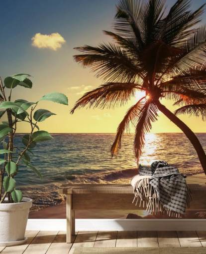 Solnedgang Palm Leaf Bakgrunn Solnedgang Palm Leaf Bakgrunn