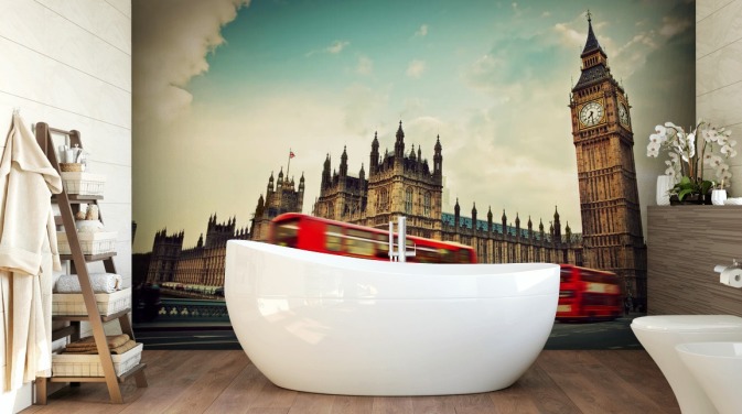 Rød bus i London Baggrund