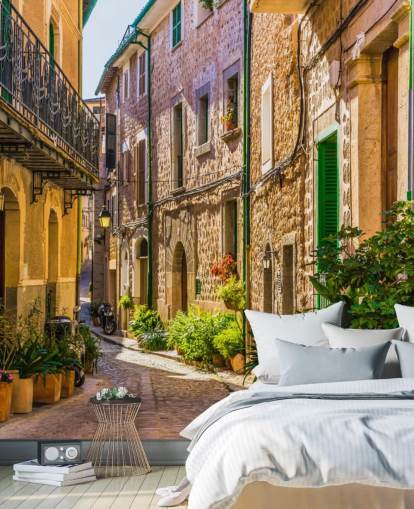 Picturesque street of a old mediterranean village mural Picturesque street of a old mediterranean village mural