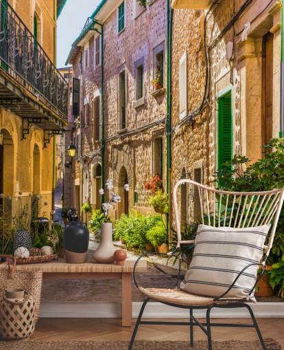 Picturesque street of a old mediterranean village mural Picturesque street of a old mediterranean village mural