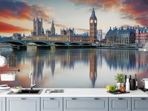 aanpasbare London skyline behangmuurschildering genaamd London voor slaapkamers en woonkamers