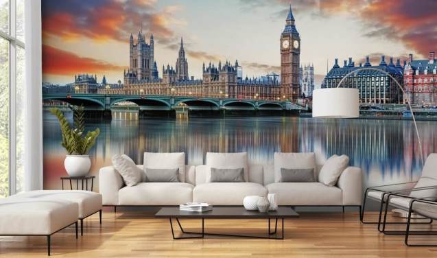 tilpasselig London skyline tapetmaleri kaldet London til soveværelser og stuer