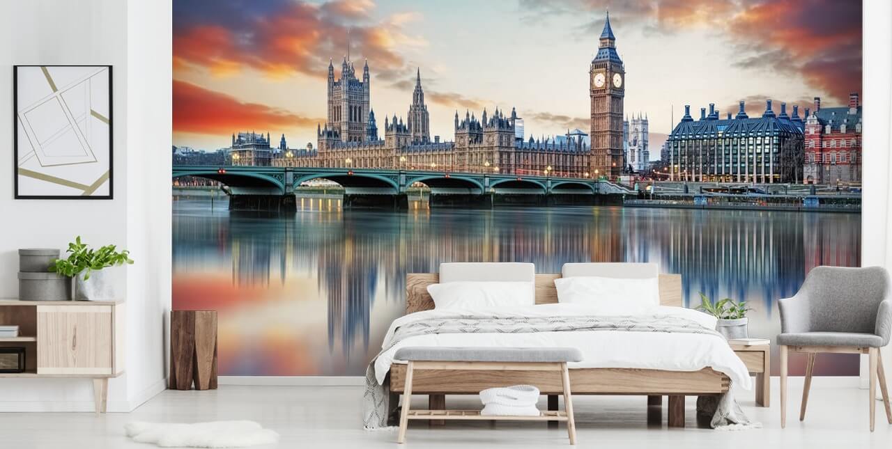 tilpasselig London skyline tapetmaleri kaldet London til soveværelser og stuer tilpasselig London skyline tapetmaleri kaldet London til soveværelser og stuer
