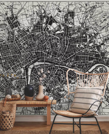 Historische Landkarte von London Wandgemälde Historische Landkarte von London Wandgemälde