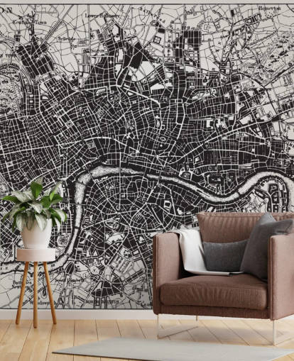 Decorazione murale con mappa storica di Londra Decorazione murale con mappa storica di Londra