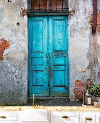 Porte en bois bleu ancien Old Blue Wooden Door Wallpaper Porte en bois bleu ancien Old Blue Wooden Door Wallpaper