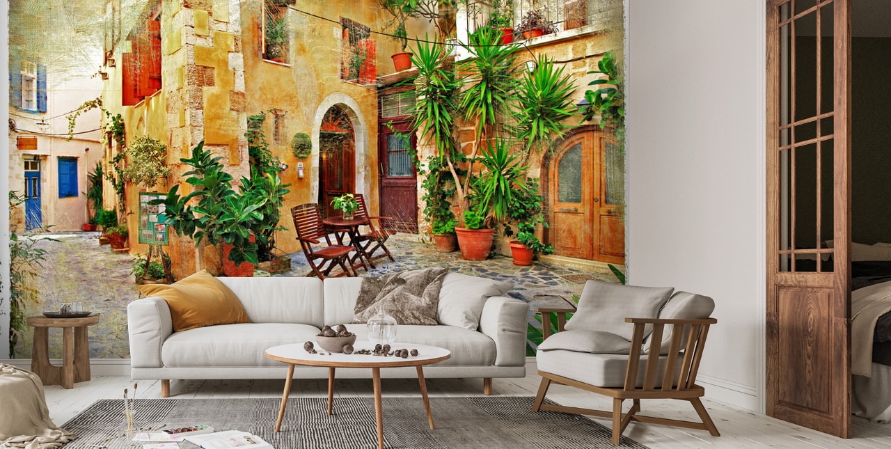 Chania,Crete- old charming streets Wallpaper Mural | Wallsauce UK