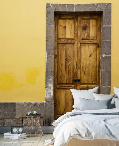 Legno e giallo Carta da parati grigio senape Legno e giallo Carta da parati grigio senape