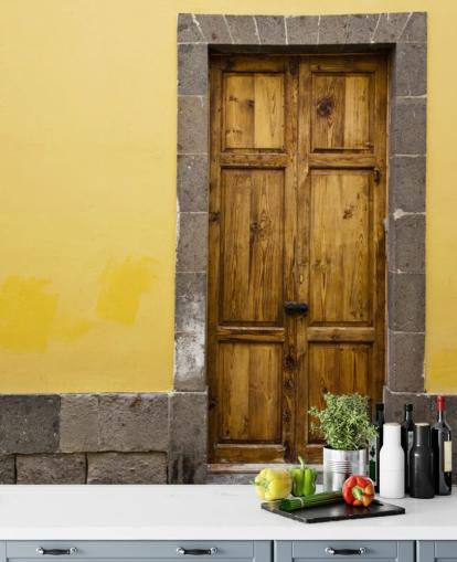 Legno e giallo Carta da parati grigio senape Legno e giallo Carta da parati grigio senape