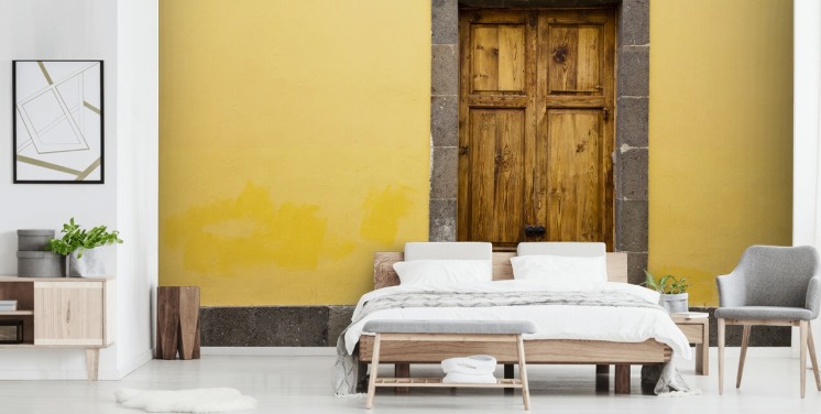 Bois et jaune Papier Peint Grey Mu