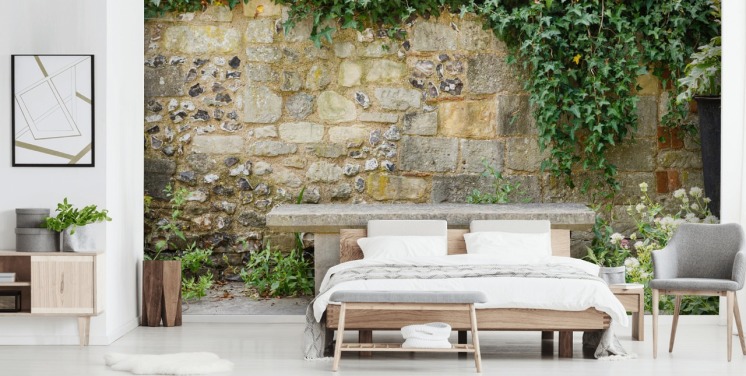 Peaceful Garden Bench Wall Mural