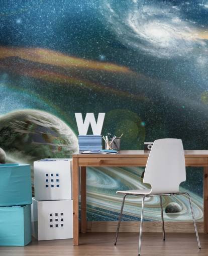 Planet med Ring System Bakgrunn Mural Planet med Ring System Bakgrunn Mural