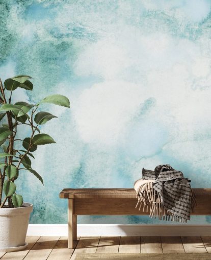 Blaue und grüne abstrakte Aquarelltapete Blaue und grüne abstrakte Aquarelltapete