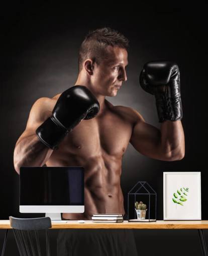 Boxer Posing with Black Background Wallpaper Boxer Posing with Black Background Wallpaper