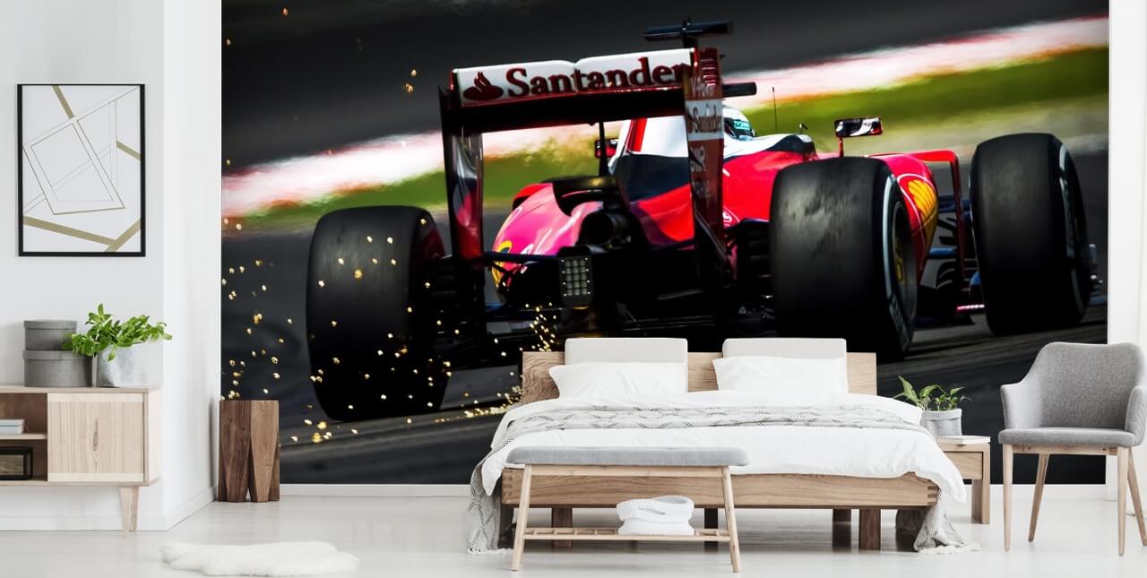 Röd F1 Bil Bakgrund Väggmålning