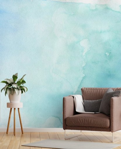 Zacht blauw en wit aquarelbehang Zacht blauw en wit aquarelbehang