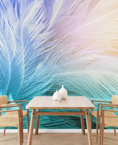 Pastel Blue, Purple and Pink Feather Wallpaper Pastel Blue, Purple and Pink Feather Wallpaper